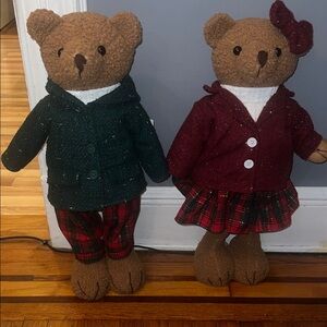 Holiday Teddy Bear Decor Set - Green and Red